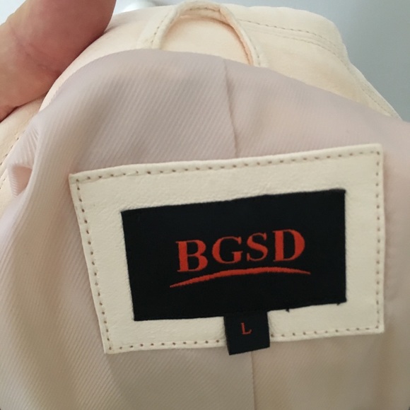 JACKET LEATHER White lined Elegant BGSD coat - Picture 7 of 8